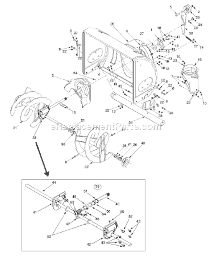 Page A Diagram and Parts List for 2000 Yard Man Snow Blower